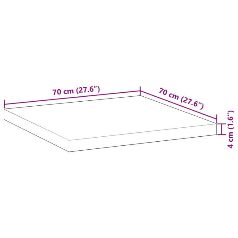 Stolna ploča četvrtasta 70x70x4 cm od masivnog drva bagrema