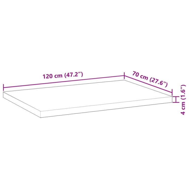 Stolna ploča 120x70x4 cm pravokutna od masivnog drva bagrema