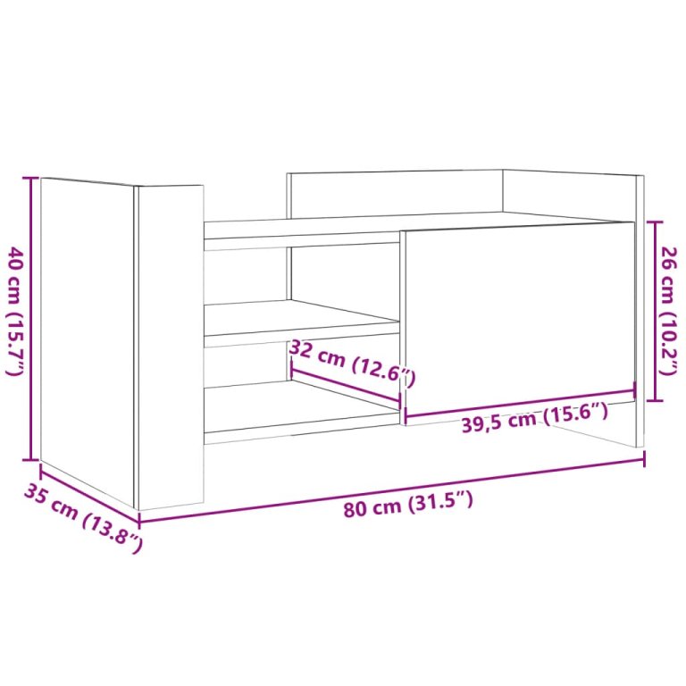 TV ormarić siva boja betona 80x35x40 cm od konstruiranog drva