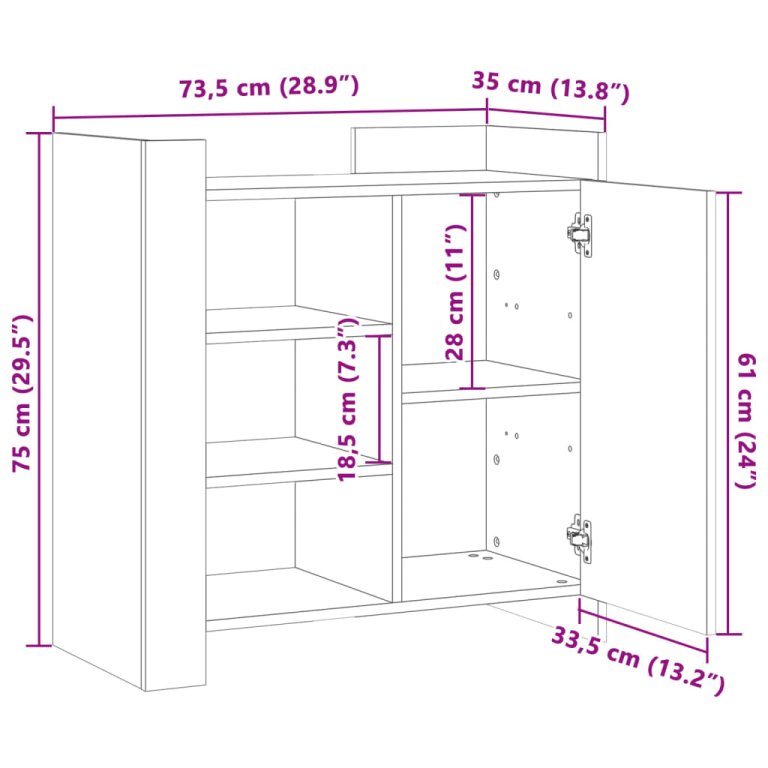 Komoda crna 73,5x35x75 cm od konstruiranog drva