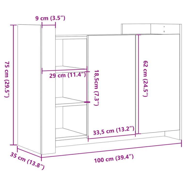 Komoda smeđa boja hrasta 100x35x75 cm konstruirano drvo