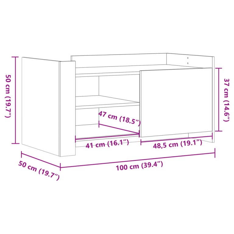 Stolić za kavu boja dimljenog hrasta 100 x 50 x 50 cm od drva