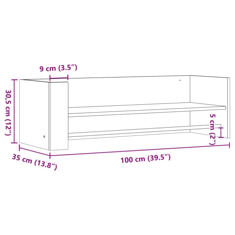 Zidna polica boja hrasta sonome 100 x 35 x 30,5 cm drvena