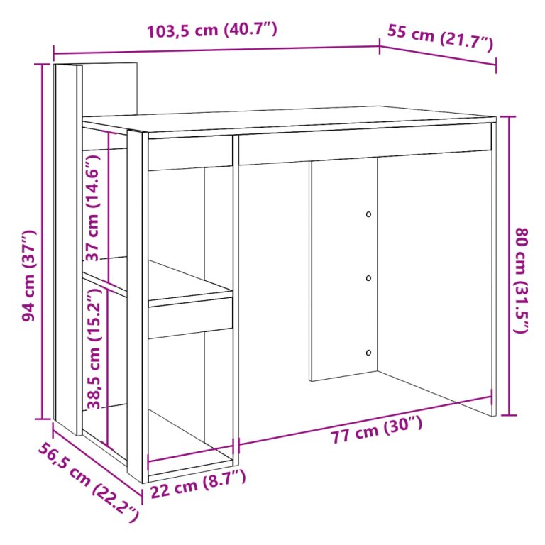 Uredski stol boja dimljenog hrasta 103,5x56,5x94 cm drveni