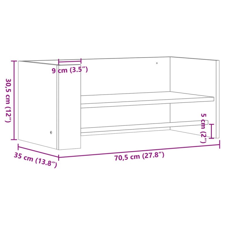 Zidna polica smeđa boja hrasta 70,5 x 35 x 30,5 cm drvena