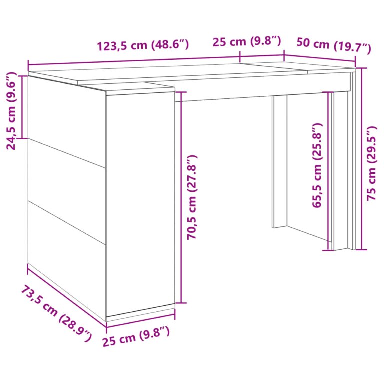 Uredski stol boja hrasta 123,5x73,5x75 cm od drva