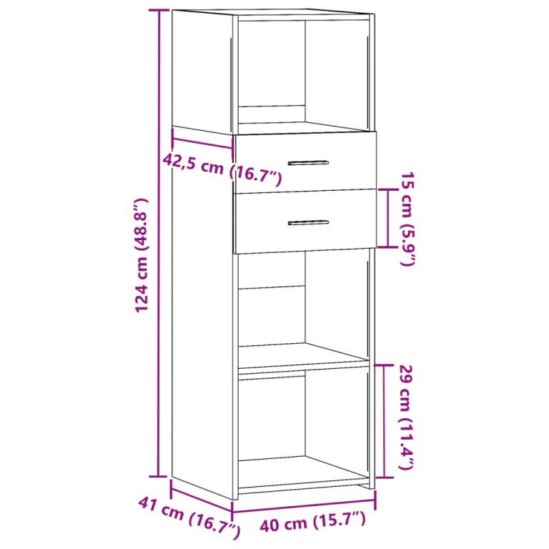 Visoka komoda crna 40 x 42,5 x 124 cm od konstruiranog drva