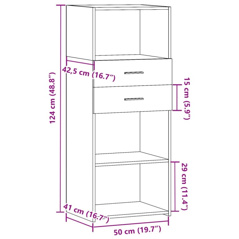 Visoka komoda crna 50 x 42,5 x 124 cm od konstruiranog drva