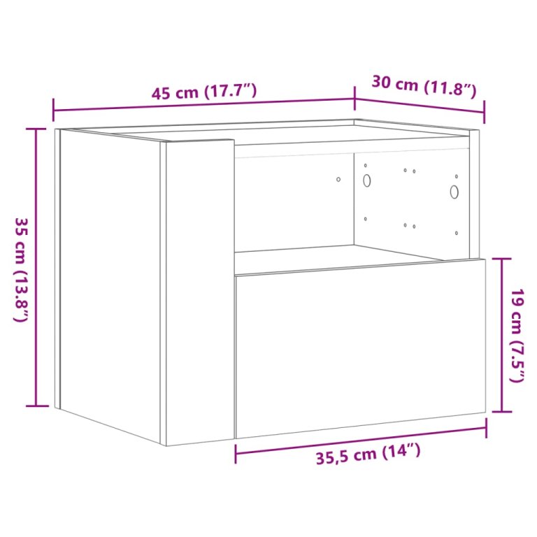 Zidni noćni ormarići 2 kom smeđa boja hrasta 45 x 30 x 35 cm