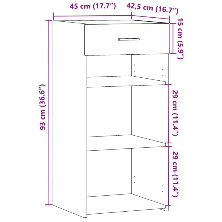 Komoda siva boja betona 45 x 42,5 x 93 cm od konstruiranog drva