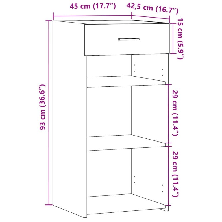 Komoda crna 45 x 42,5 x 93 cm od konstruiranog drva