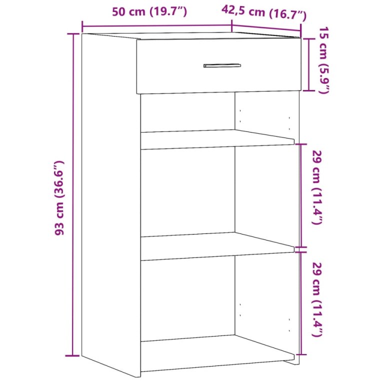 Komoda crna 50 x 42,5 x 93 cm od konstruiranog drva