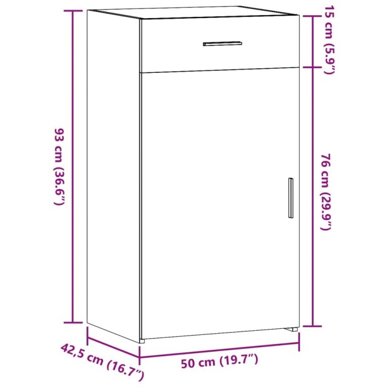 Komoda crna 50 x 42,5 x 93 cm od konstruiranog drva