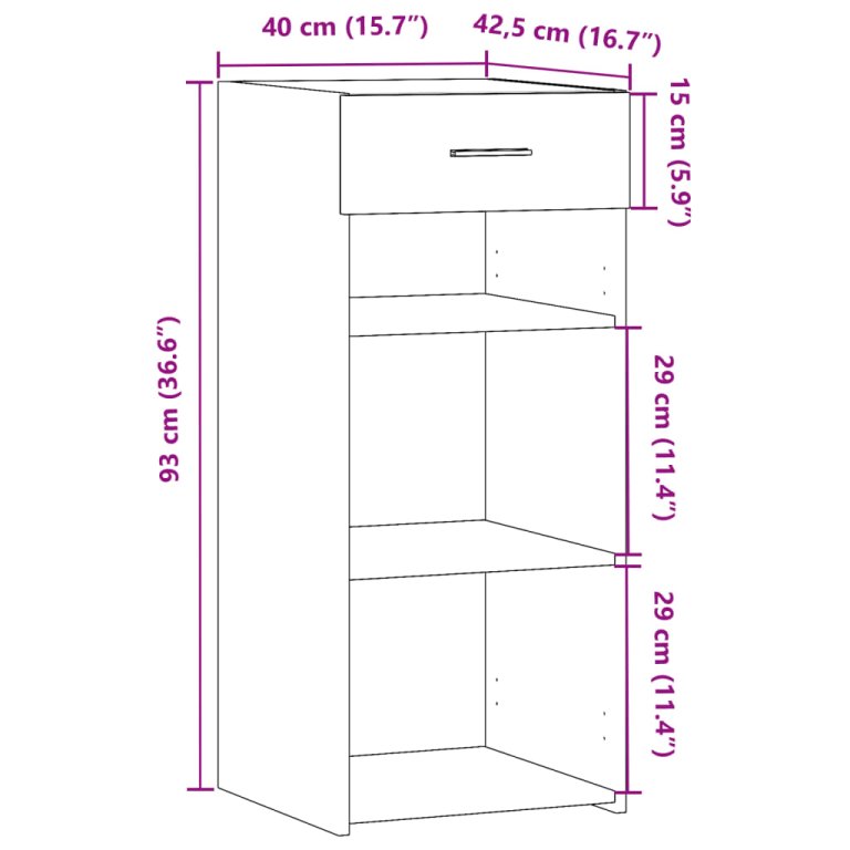 Komoda crna 40 x 42,5 x 93 cm od konstruiranog drva