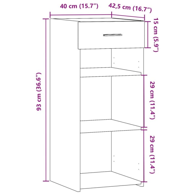 Komoda siva boja betona 40 x 42,5 x 93 cm od konstruiranog drva