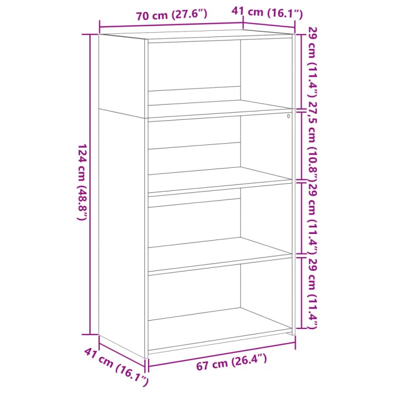 Visoka komoda bijela 70 x 41 x 124 cm od konstruiranog drva