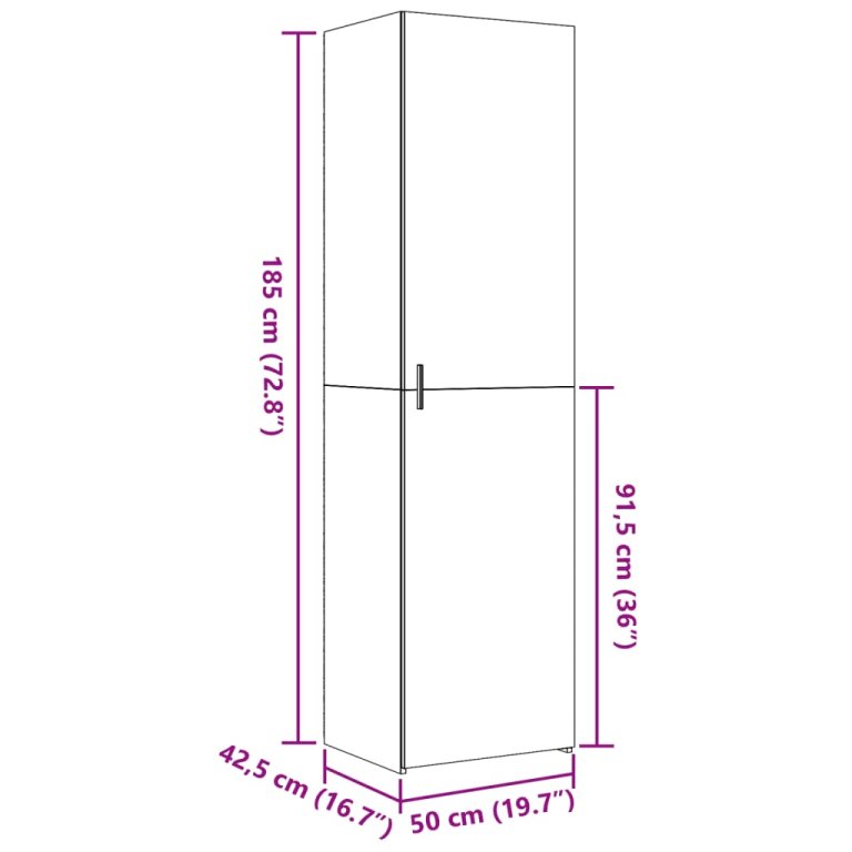 Visoka komoda boja hrasta 50x42,5x185 cm od konstruiranog drva