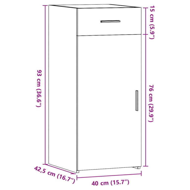 Komoda crna 40 x 42,5 x 93 cm od konstruiranog drva