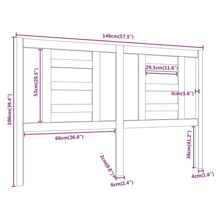 Uzglavlje za krevet 146 x 4 x 100 cm od masivne borovine