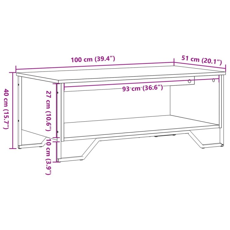 Stolić za kavu boja hrasta 100 x 51 x 40 cm konstruirano drvo