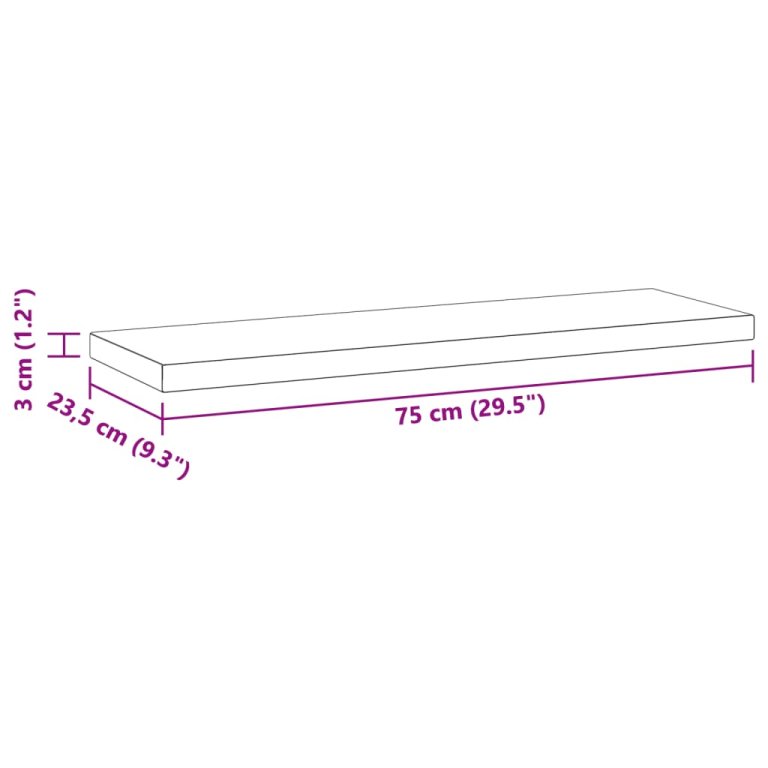 Zidne police 2 kom 75x23,5x3 cm crne nehrđajući čelik