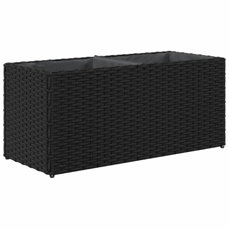 Vrtna sadilica s 2 posude crna 72 x 30 x 32 cm od poliratana