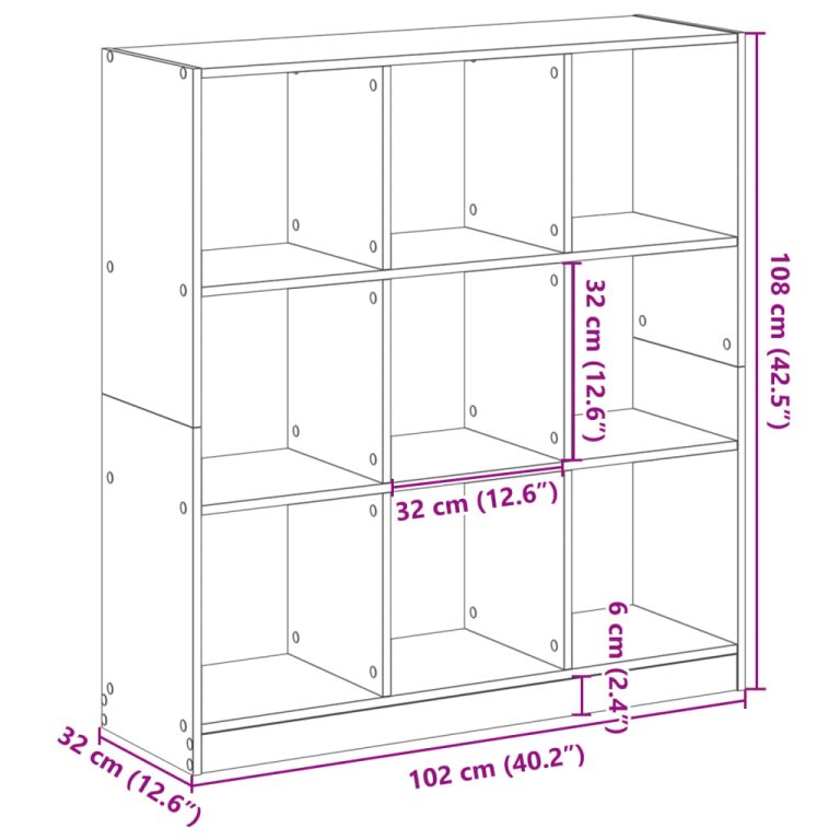 Regal za knjige crni 102 x 32 x 108 cm od konstruiranog drva