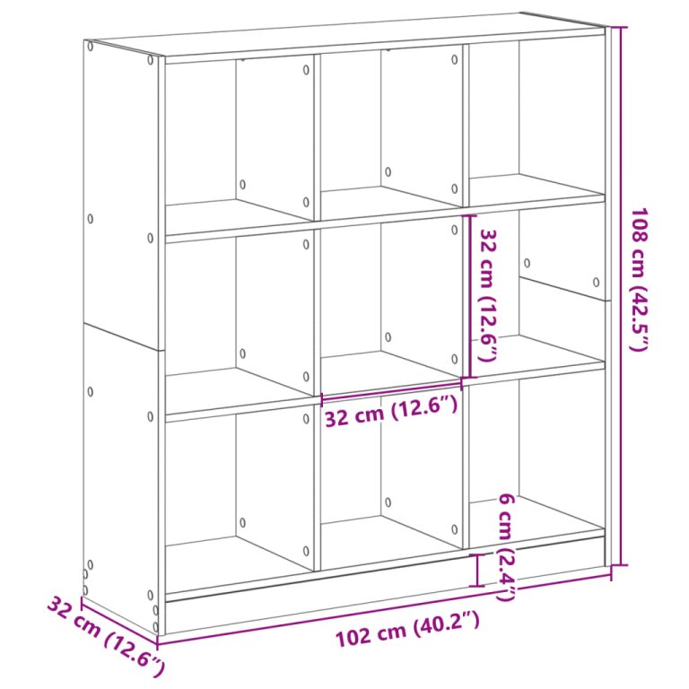 Regal za knjige boja starog drva 102 x 32 x 108 cm drveni