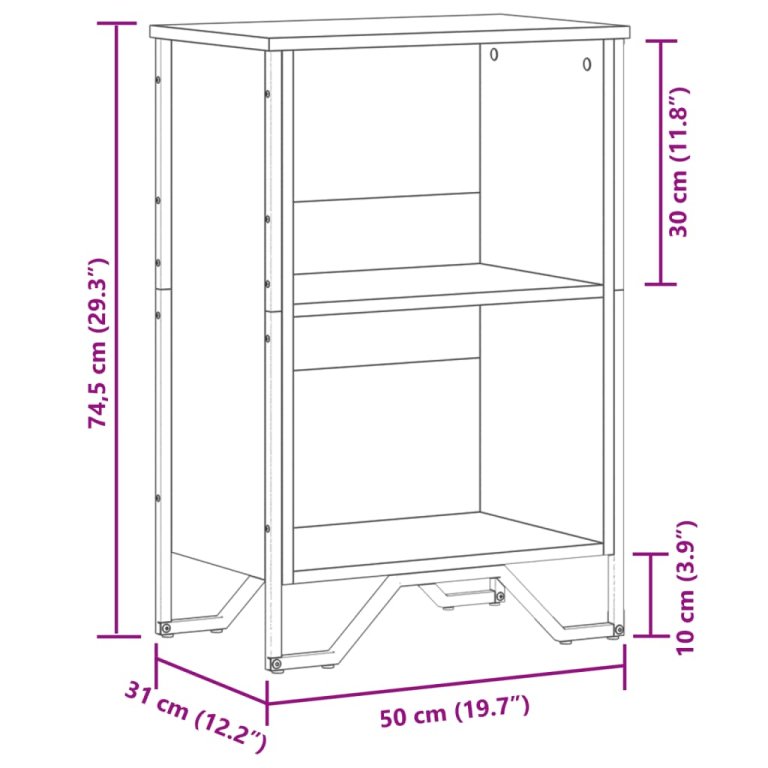 Regal za knjige crni 50x31x74,5 cm od konstruiranog drva