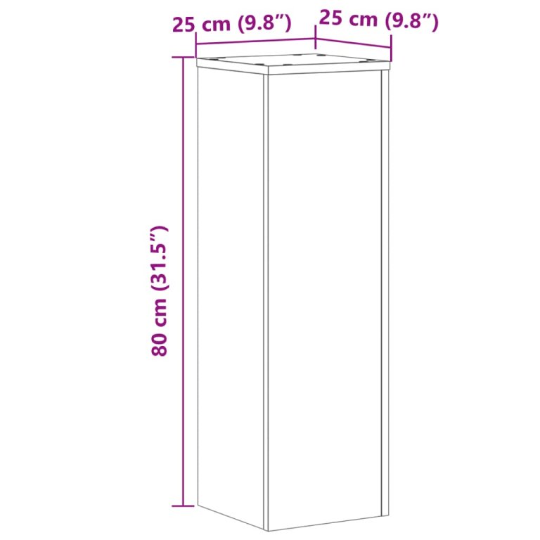 Stalci za biljke 2 kom boja hrasta 25x25x80cm konstruirano drvo