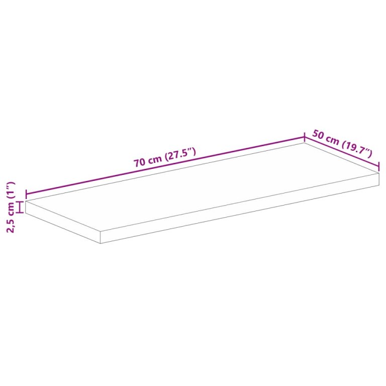 Stolna ploča 70x50x2,5 cm pravokutna masivno grubo drvo manga