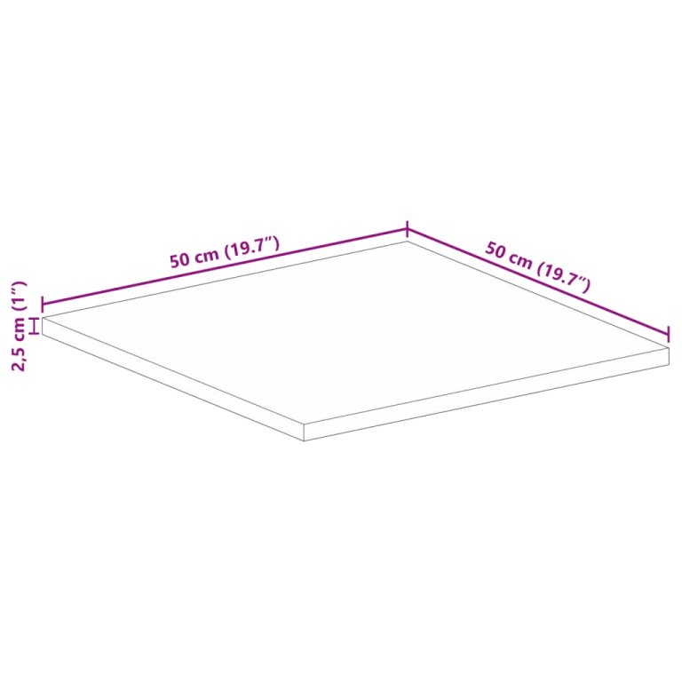 Stolna ploča 50x50x2,5 cm četvrtasta masivno obnovljeno drvo