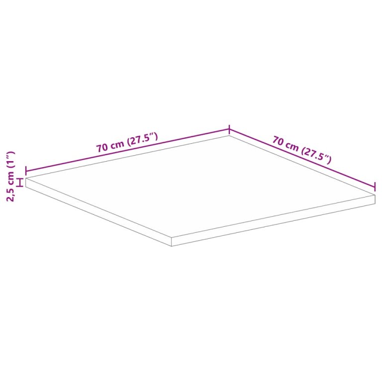 Stolna ploča 70x70x2,5 cm četvrtasta masivno obnovljeno drvo