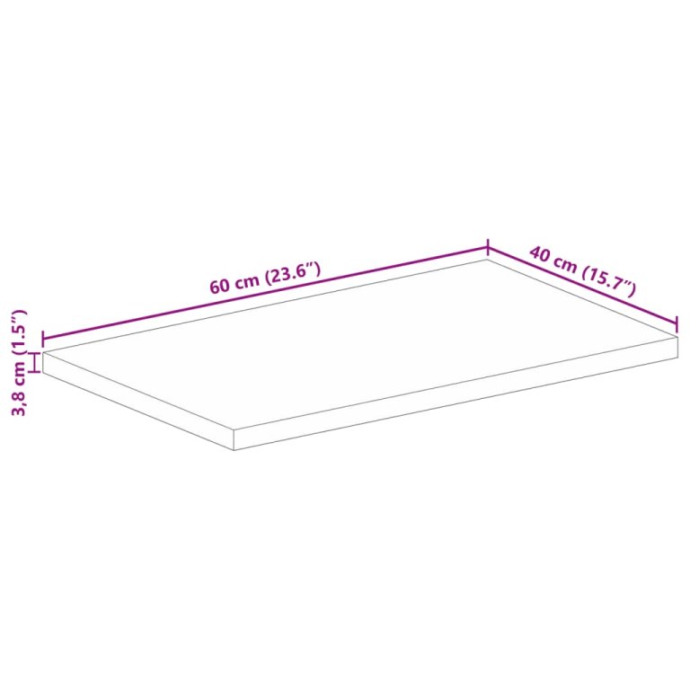 Ploča za stol 60x40x3,8 cm pravokutna masivno grubo drvo manga