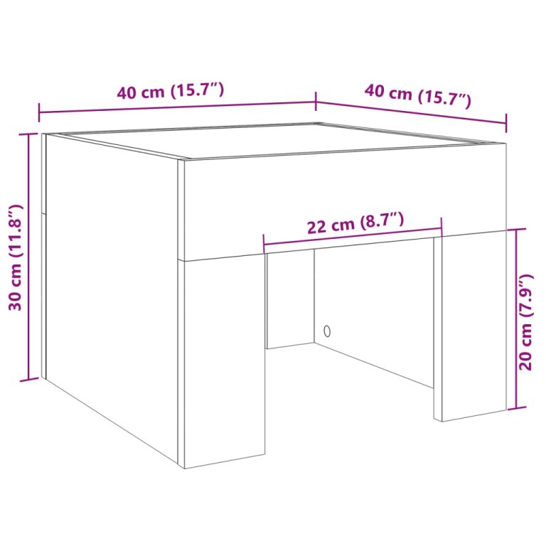 Noćni ormarić s beskonačnim LED svjetlima bijeli 40x40x30 cm