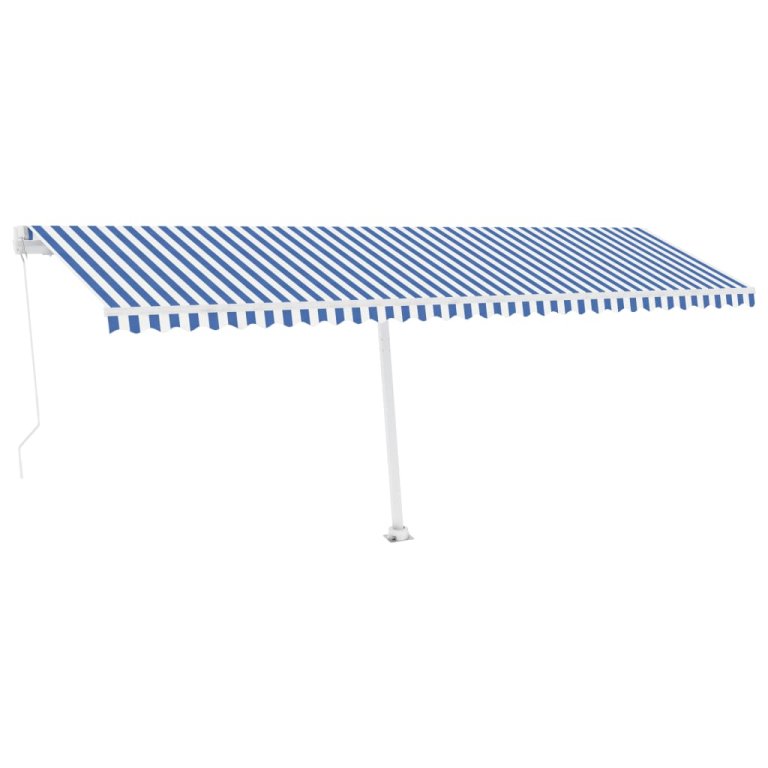 Tenda na ručno uvlačenje s LED svjetlom 600x300 cm plavo-bijela