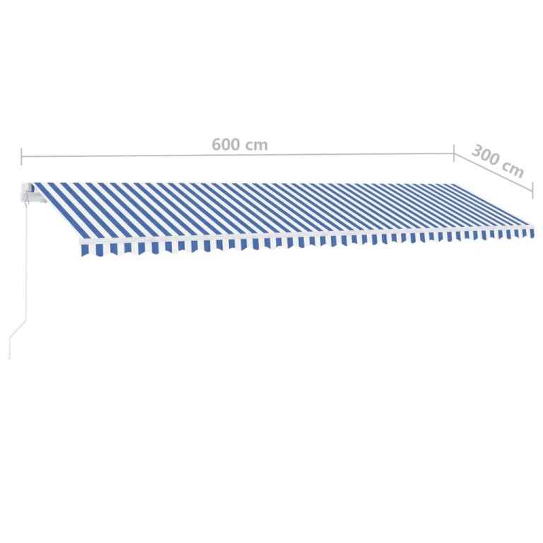 Tenda na ručno uvlačenje s LED svjetlom 600x300 cm plavo-bijela