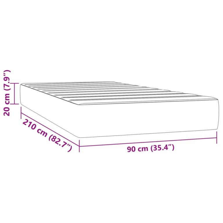 Madrac s oprugama svjetlosivi 90x210x20 cm baršunasti