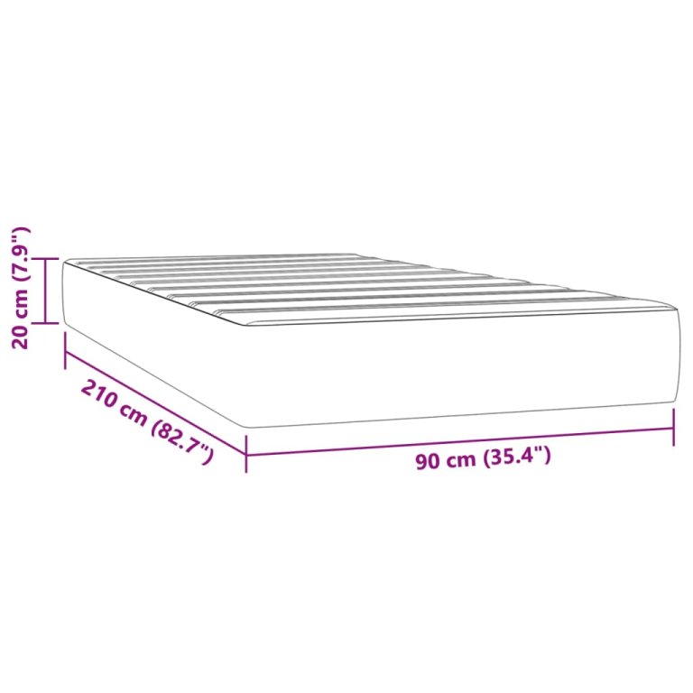 Madrac s džepičastim oprugama crni 90x210x20 cm baršunasti