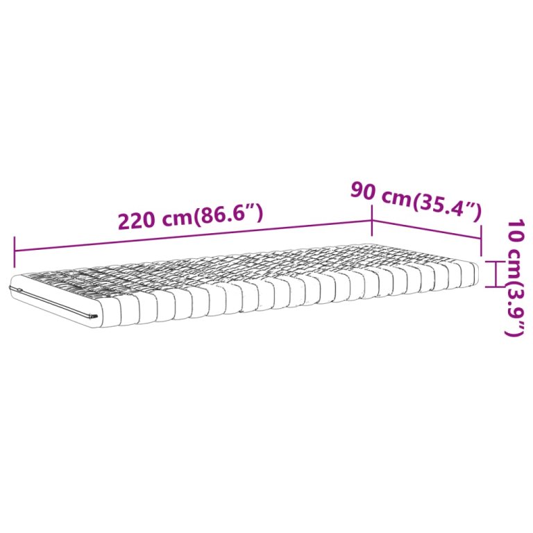 Madrac od pjene bijeli 90x220 cm 7 zona tvrdoća 20 ILD