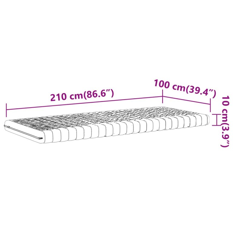 Madrac od pjene bijeli 100x210 cm 7 zona tvrdoća 20 ILD