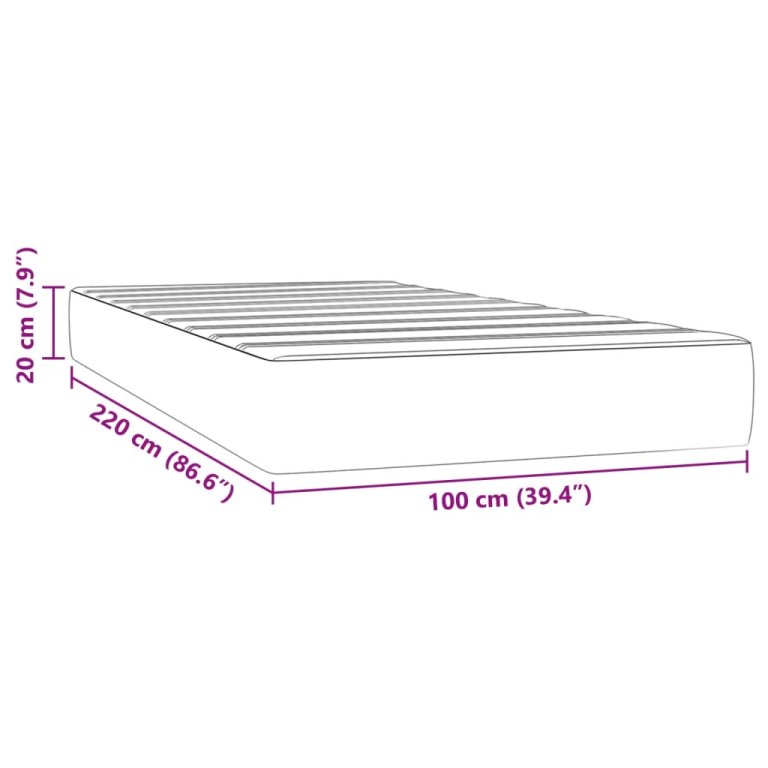 Madrac s džepičastim oprugama crni 100x220x20 cm baršunasti