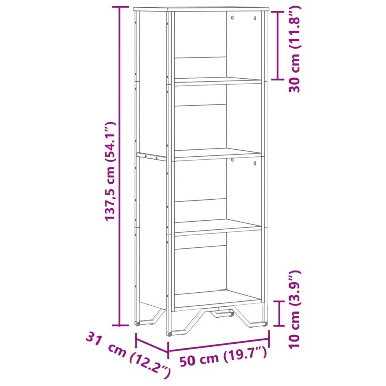 Regal za knjige crni 50x31x137,5 cm od konstruiranog drva