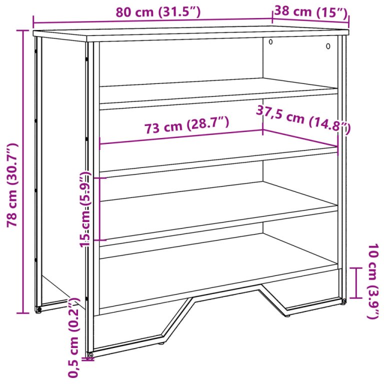 Ormarić za cipele crni 80 x 38 x 78 cm od konstruiranog drva