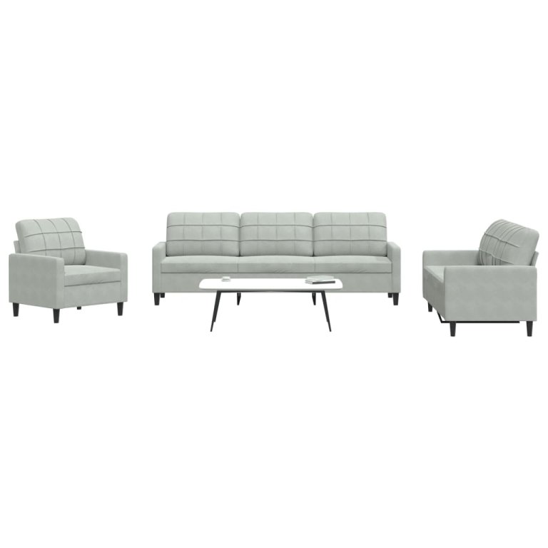 4-dijelni set sofa s jastucima svjetlosivi baršunasti