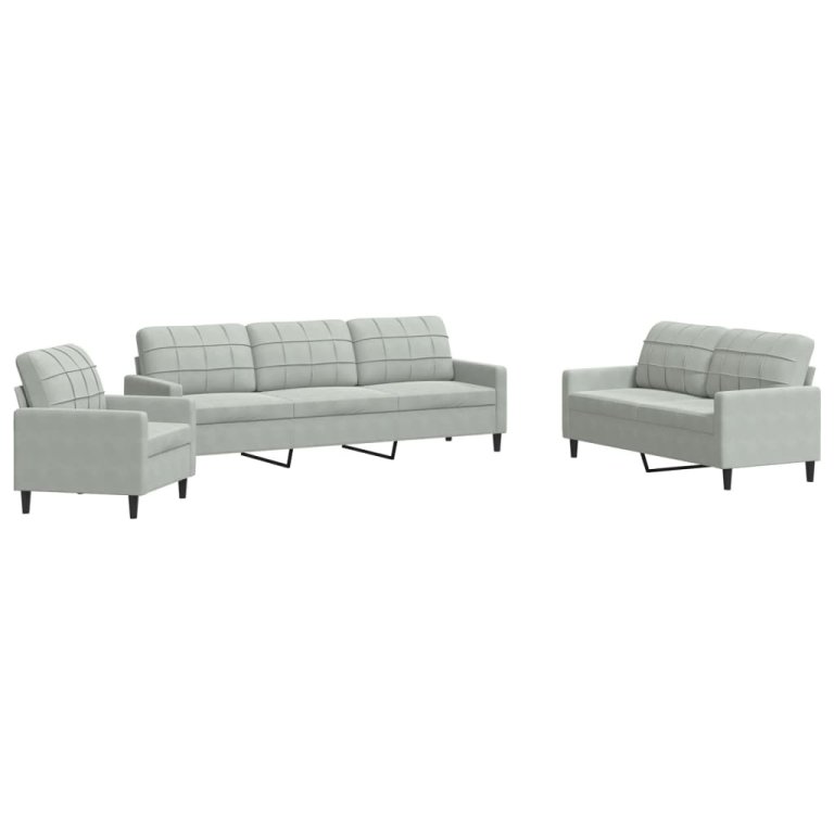 4-dijelni set sofa s jastucima svjetlosivi baršunasti