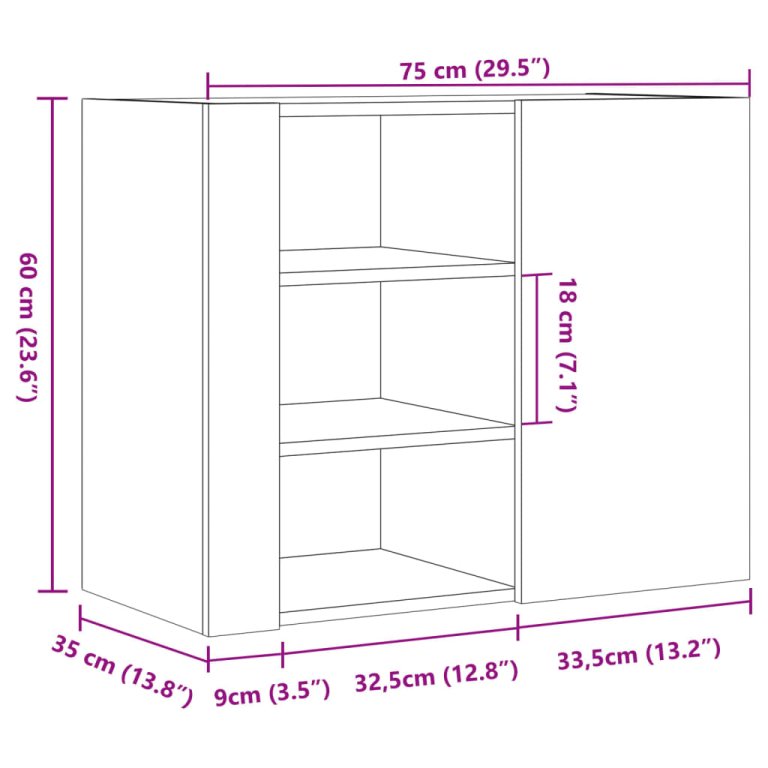 Zidni ormarić smeđa boja hrasta 75x35x60 cm konstruirano drvo