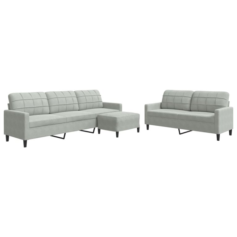 3-dijelni set sofa s jastucima svjetlosivi baršunasti