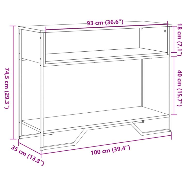 Konzolni stol boja hrasta 100 x 35 x 74,5 cm konstruirano drvo