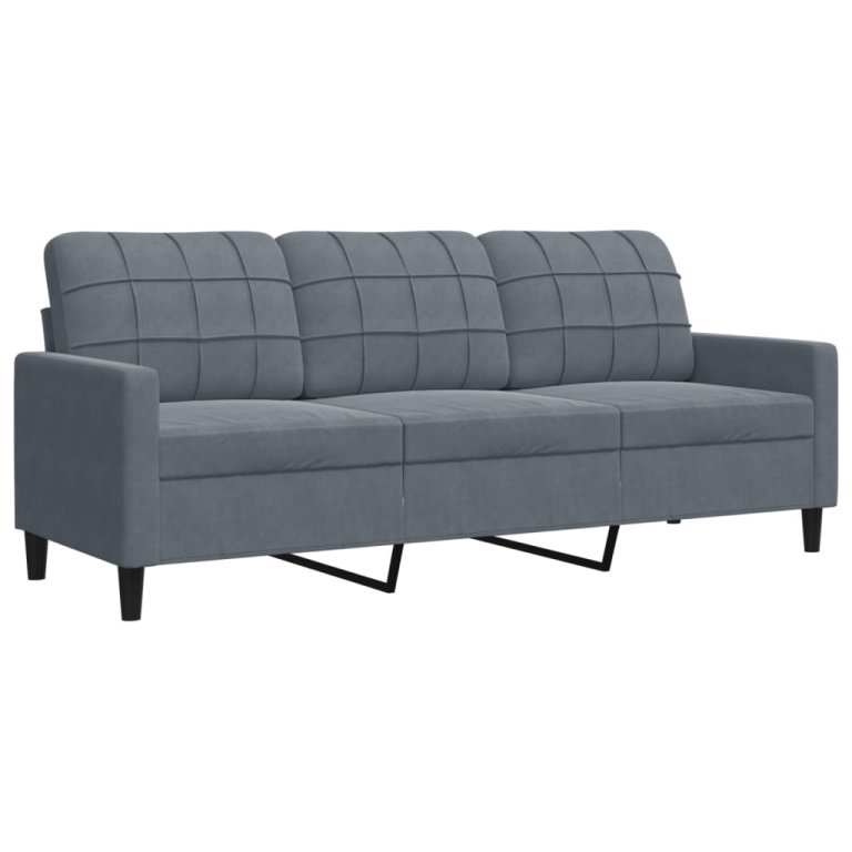 3-dijelni set sofa s jastucima tamnosivi baršunasti